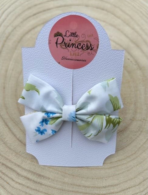 Strik Emma-Wit met Blauw/Groene Bloemetjes