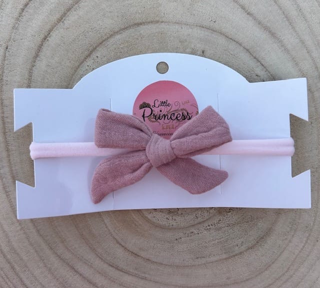 Haarband Hanna met oud roze muslin strikje
