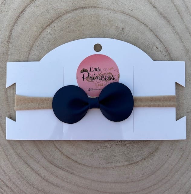Haarband Lola met Navy lederen strik