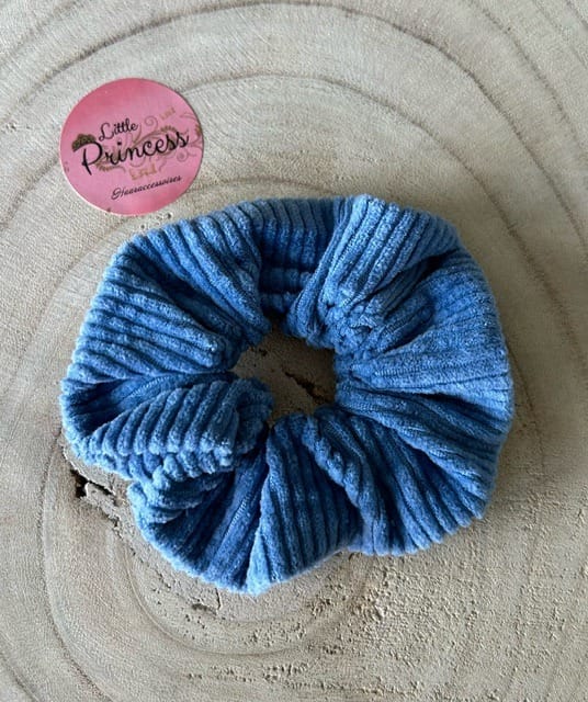 Scrunchie Rib Fluweel Blauw