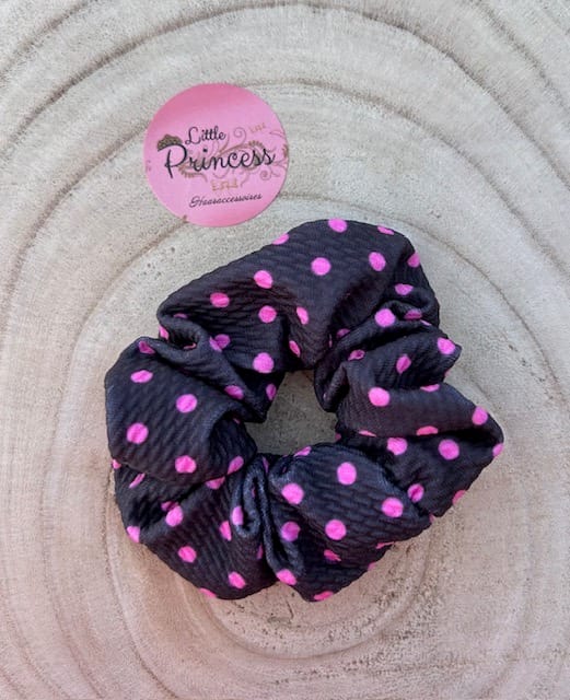 Scrunchie Black with Pink Dots