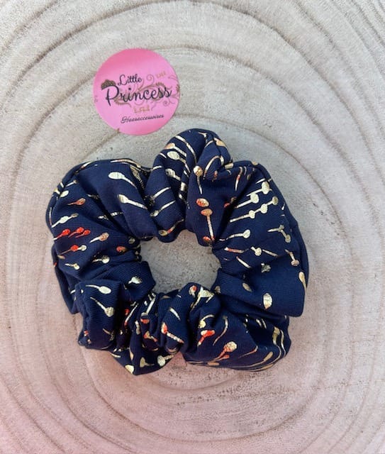 Scrunchie Dark Blue Gold Fireworks
