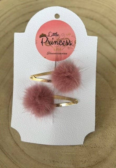 Pompon Clip Fluffy - Old Pink