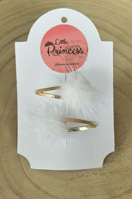 Pompon Clip Fluffy - White