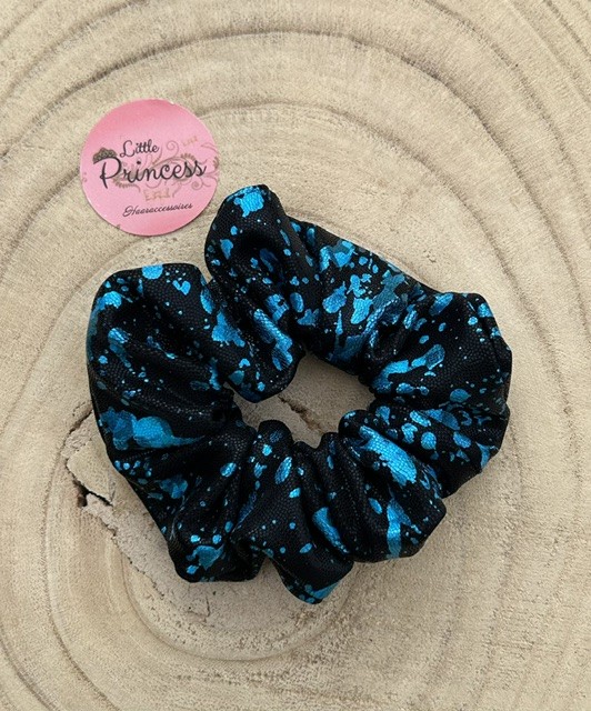 Scrunchie Black - Turquoise Foil