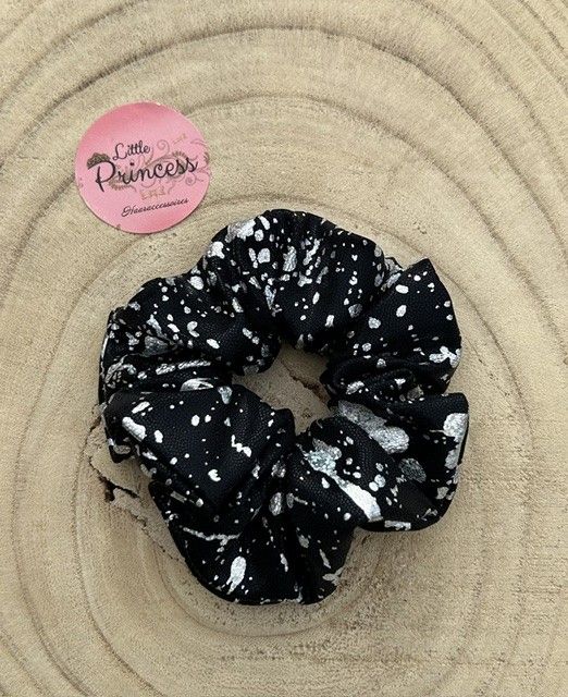 Scrunchie Black - Silver Foil